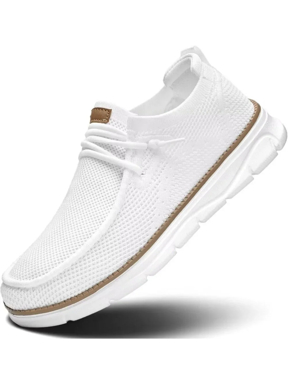 Men's White Slip On Loafers Comfortable Boat Casual Walking Sneakers Shoes